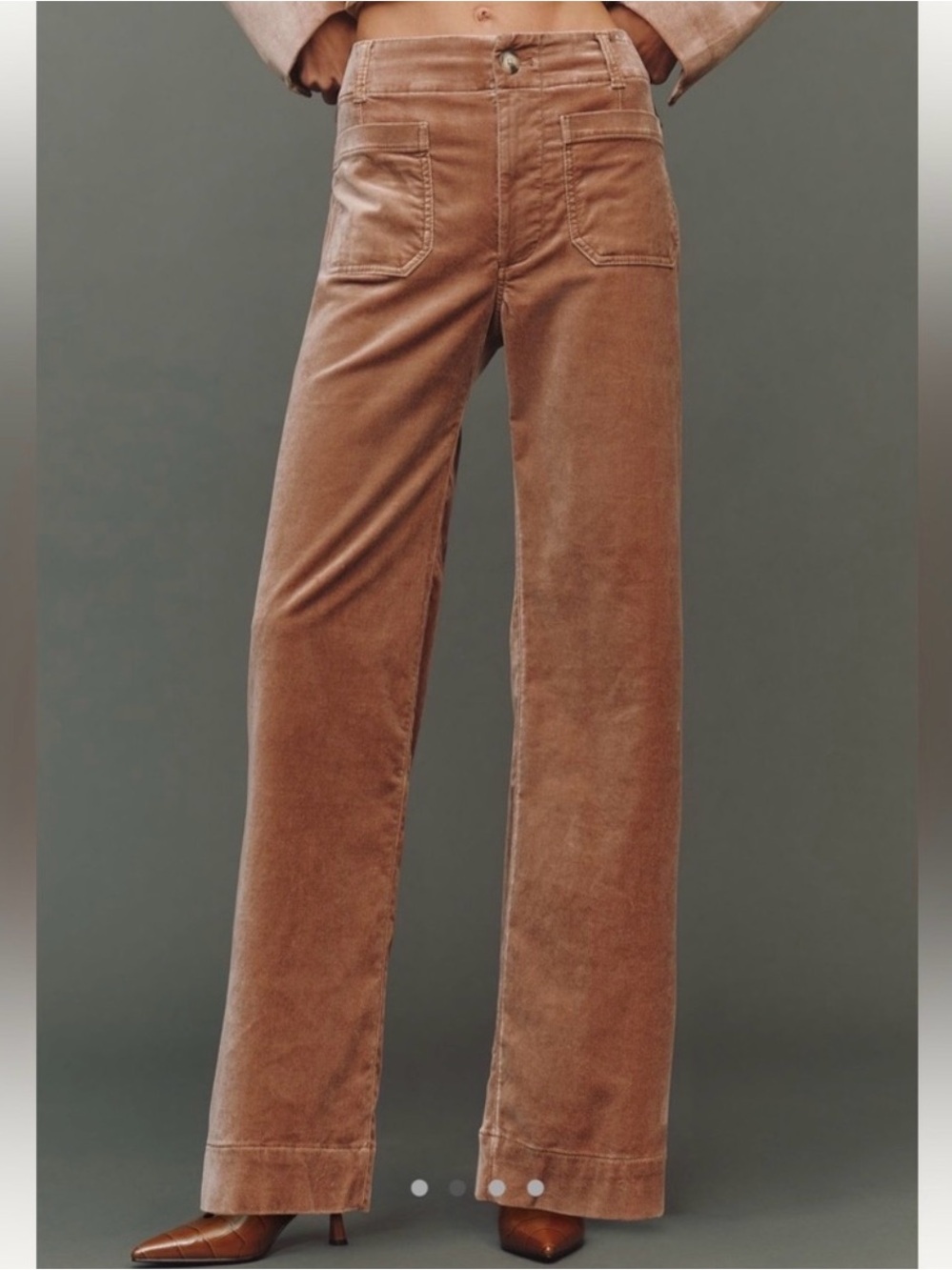 Maeve Anthropologie The Colette Velvet Taupe Full-Length sz 33 /16 New